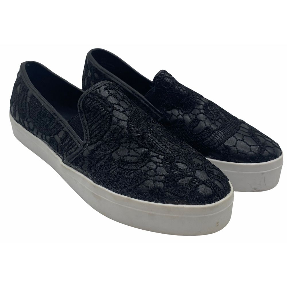 Black Lace Slip-On Sneakers